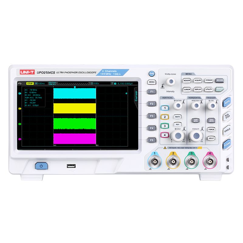 Osciloscop digital 4 canale 100 MHz, 1 GS/s, memorie 28 MPTS, display 8-inch WVGA Uni-T MIE0269