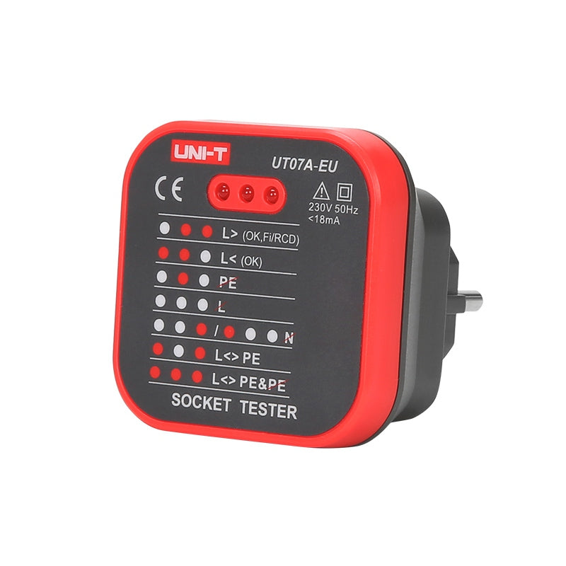 Tester priză UT07A-EU pentru 230 V AC, 10 A, IP40 - Uni-T MIE0270