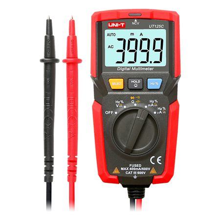 Multimetru digital de buzunar UT125C cu NCV, CAT III 600 V și 400 mA, display 38 mm × 23 mm - Uni-T MIE0323