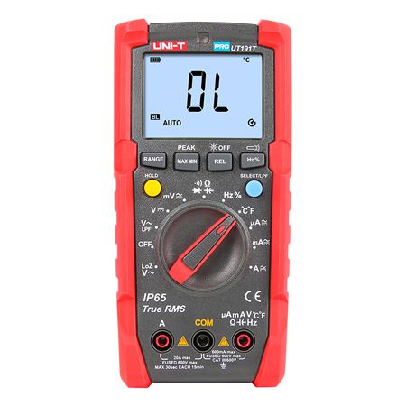 Multimetru digital UT191T cu True RMS, CAT III 600 V și IP65, măsurare temperatură - Uni-T MIE0369