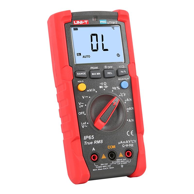 Multimetru digital UT191T cu True RMS, CAT III 600 V și IP65, măsurare temperatură - Uni-T MIE0369
