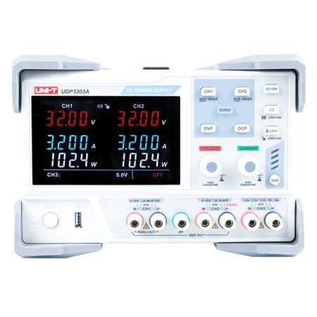 Sursă de laborator UDP3303A, 2 canale 0-30 V / 0-3 A, 195 W, canal auxiliar 1,8 / 2,5 / 3,3 / 5,0 V Uni-T MIE0372