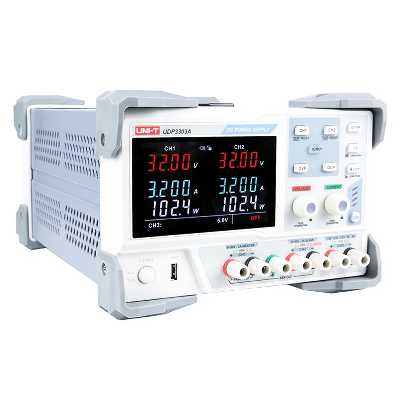 Sursă de laborator UDP3303A, 2 canale 0-30 V / 0-3 A, 195 W, canal auxiliar 1,8 / 2,5 / 3,3 / 5,0 V Uni-T MIE0372