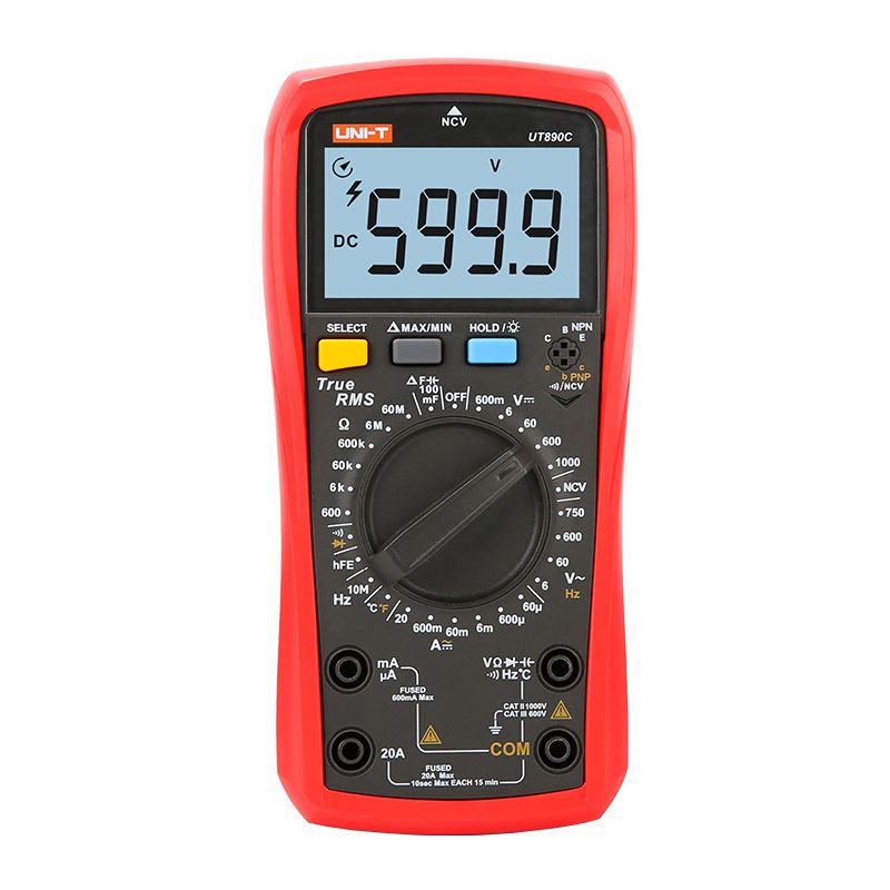 Multimetru digital UT890C NCV True RMS, măsurare până la 1000 V DC și 20 A, citire maximă 6000 - Uni-T MIE0398