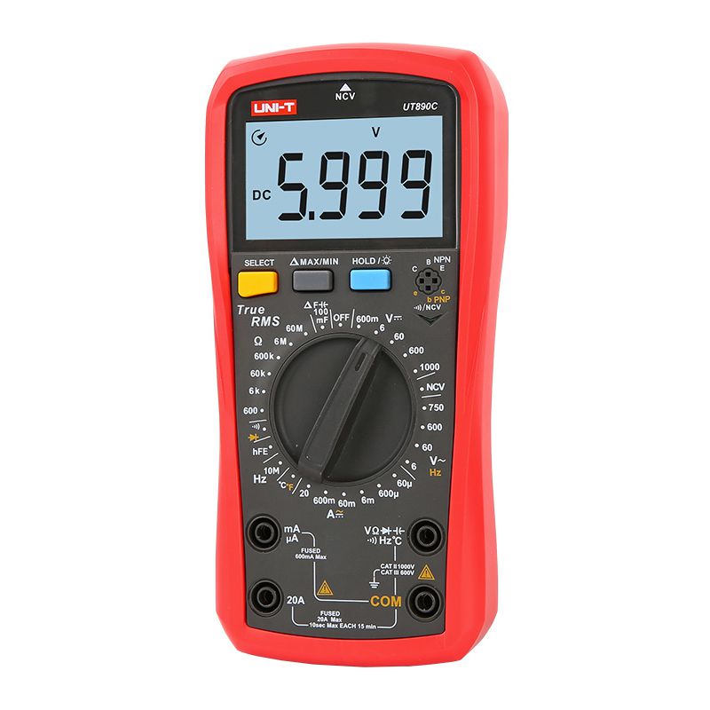 Multimetru digital UT890C NCV True RMS, măsurare până la 1000 V DC și 20 A, citire maximă 6000 - Uni-T MIE0398