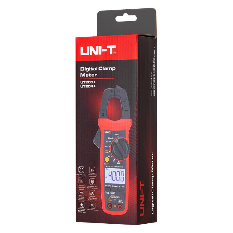 Clampmetru UT203+ cu măsurare 400 A, True-RMS și 600 V, fălci 28 mm Uni-T MIE0402