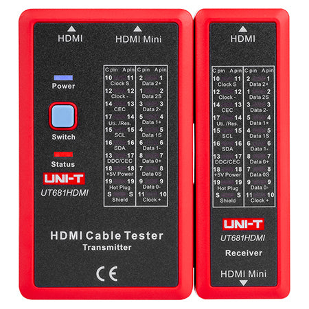 Tester cablu HDMI UT681HDMI cu transmițător și receptor, alimentare baterie 9 V - Uni-T MIE0413