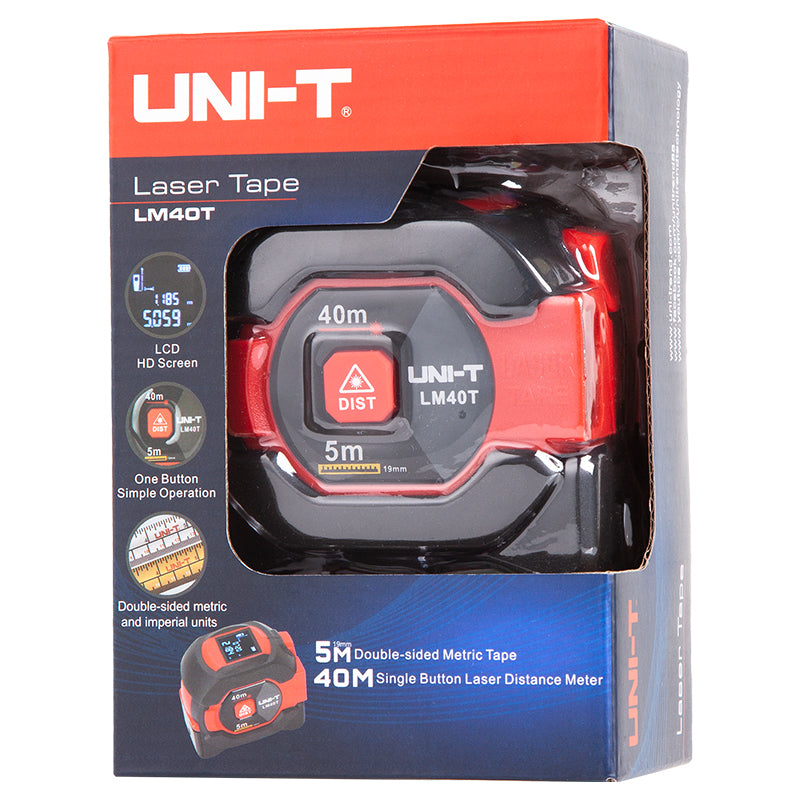 Telemetru LM40T cu domeniu 40 m și precizie ± 2 mm, afișaj 1,2 inch Uni-T MIE0416