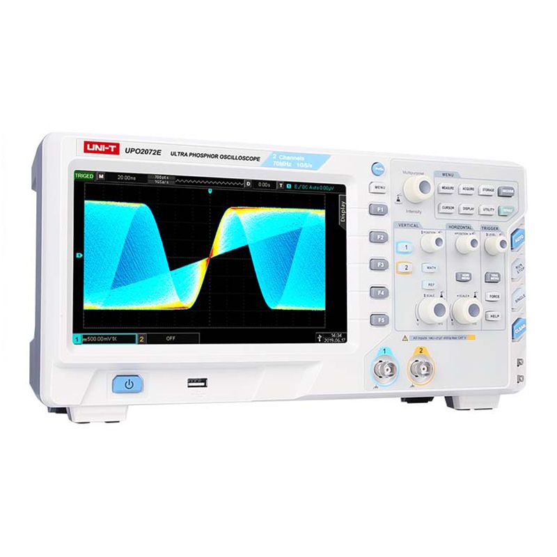 Osciloscop UPO2072E cu bandă 70 MHz, 2 canale și rata 1 GS/s, ecran 8 inci - Uni-T MIE0420