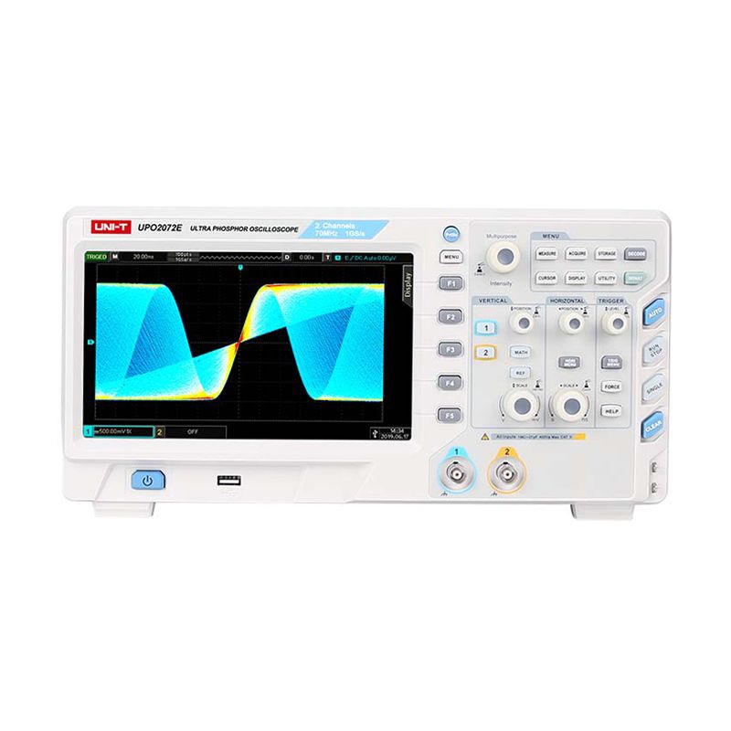 Osciloscop UPO2072E cu bandă 70 MHz, 2 canale și rata 1 GS/s, ecran 8 inci - Uni-T MIE0420