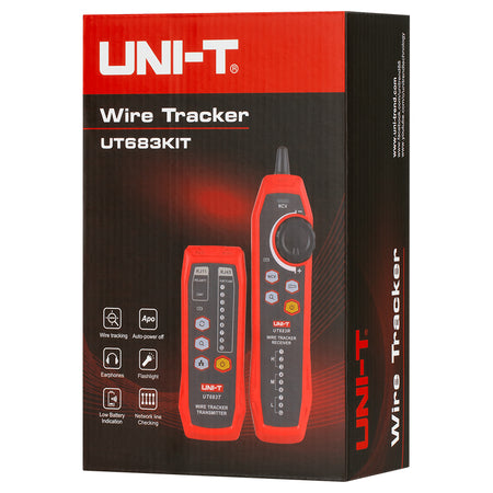 Tester continuitate cablu UT683KIT cu lungime test 3000 m și emițător 8 V CC Uni-T MIE0457