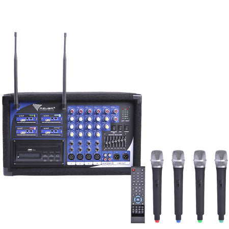 Stație de amplificare PA-180 cu 4 microfoane wireless de mână UHF Azusa MIK0123