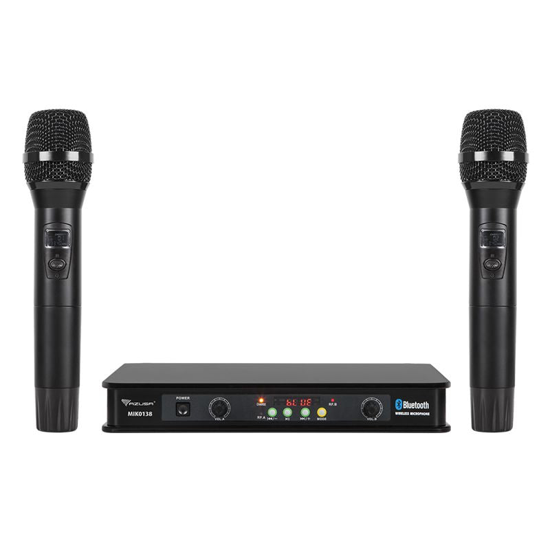 Stație cu 2 microfoane wireless VHF cu receptor în banda 174 - 216 MHz și rază de 50 m Azusa MIK0138