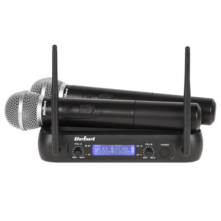Set wireless cu 2 microfoane de mână VHF 174-216 MHz cu rază până la 50 m Rebel MIK0141