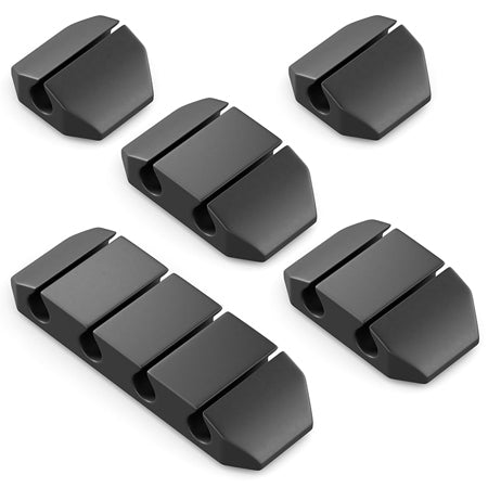 Set 5 suporturi autoadezive pentru cabluri, organizare universală, negru MK5540