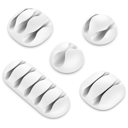 Set 5 cleme organizatoare cabluri, autoadeziv, alb MK5544