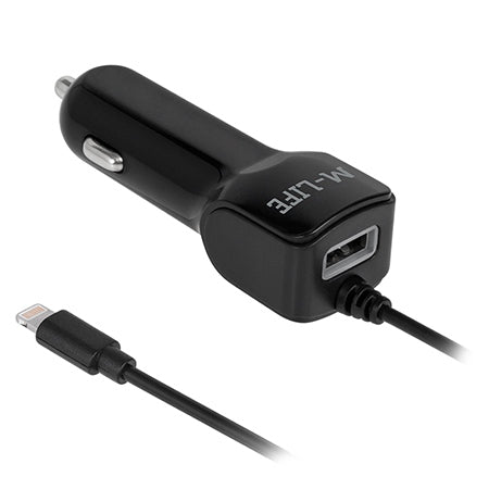 Încărcător auto Lightning + USB 2100 mA, protecție supratensiune, M-Life ML0993
