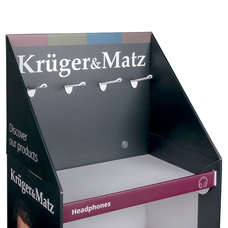 Expozitor din carton ondulat cu 4 rafturi și 4 cârlige Kruger Matz MR-KM-400