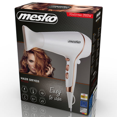 Uscător de păr 2100 W cu funcție Cool Shot și concentrator Mesko MS2250