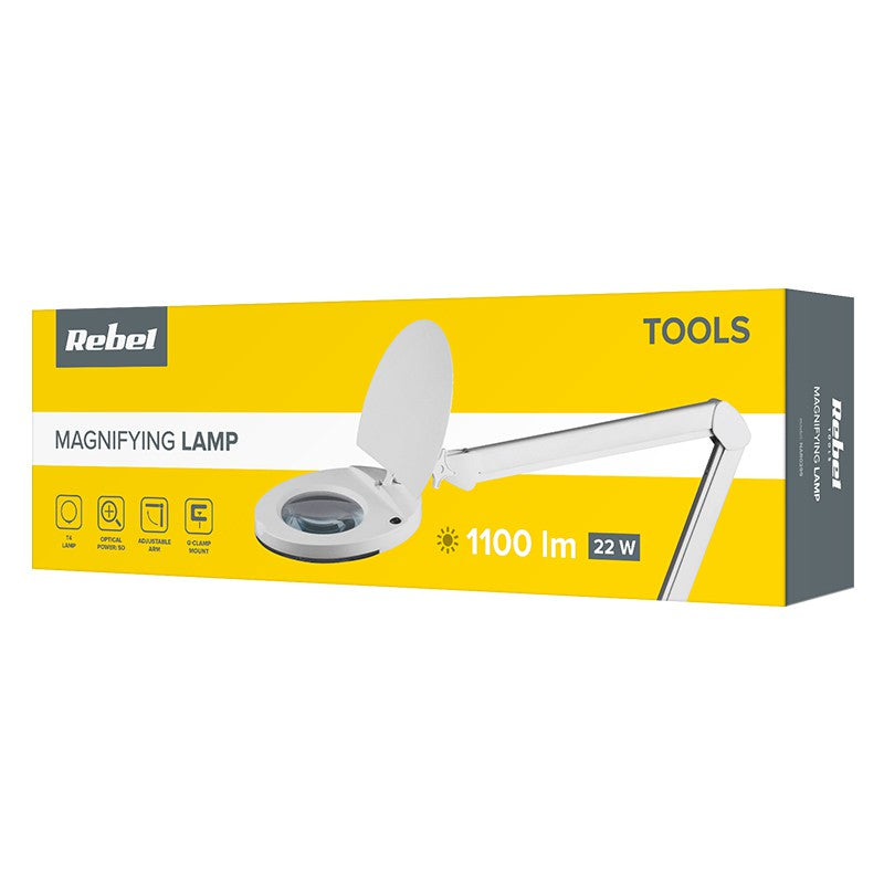 Lampă cu lupă cu mărire de 5 dioptrii și tub T4 22 W Rebel NAR0299