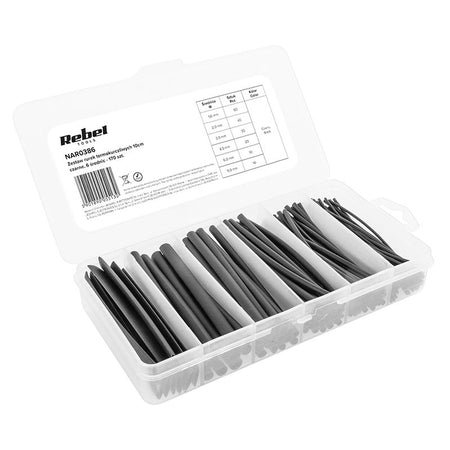 Set tuburi termocontractabile negre de 10 cm, 170 bucăți Rebel NAR0386