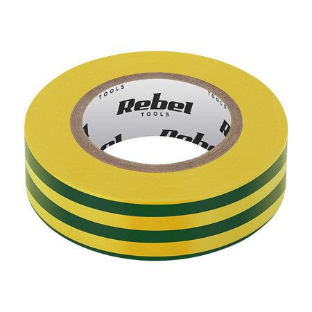 Bandă izolatoare verde-galbenă 0,13 mm × 19 mm × 9,144 m Rebel NAR0429