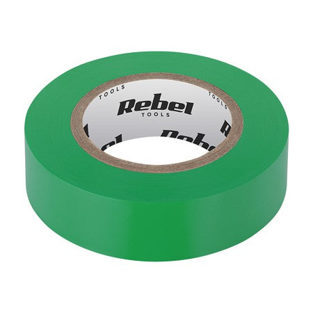 Bandă izolatoare verde 0,13 mm × 19 mm × 18,28 m Rebel NAR0434