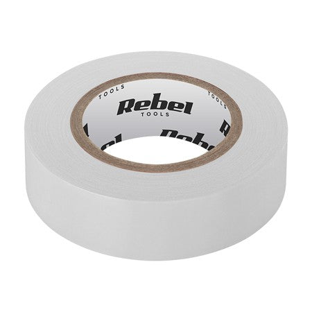 Bandă izolatoare albă de 19 mm × 18,28 m cu grosime de 0,13 mm Rebel NAR0437
