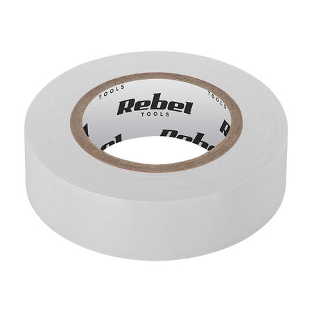 Bandă izolatoare albă de 19 mm × 18,28 m cu grosime de 0,13 mm Rebel NAR0437