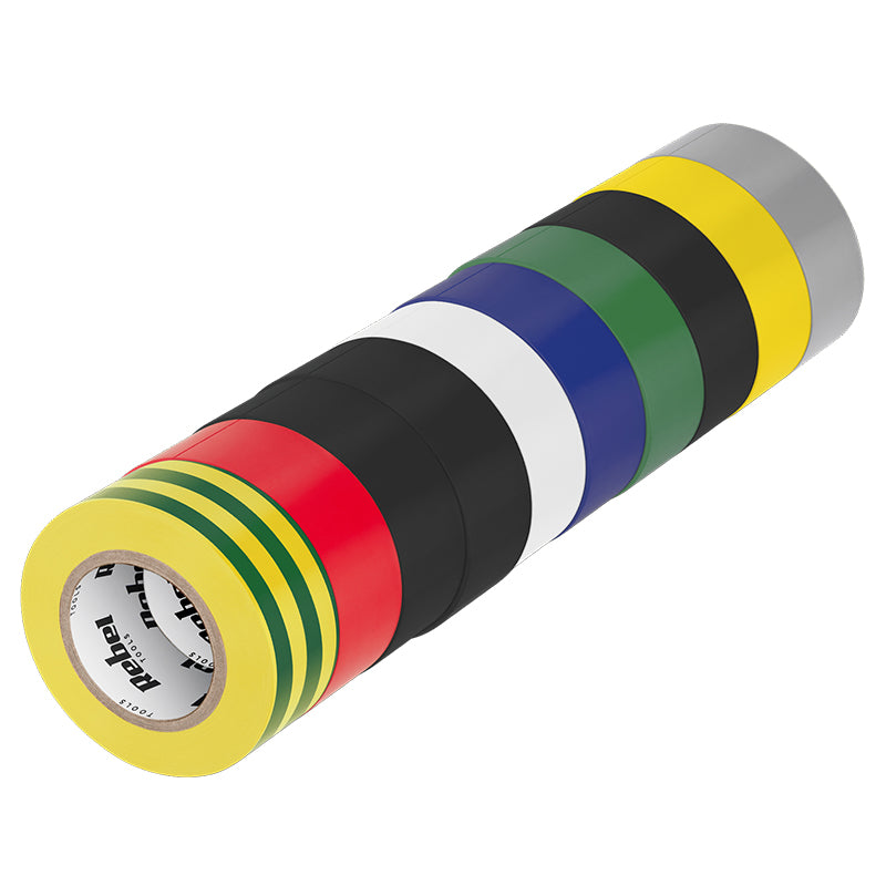 Set 10 benzi izolatoare colorate de 19 mm × 9,1 m Rebel NAR0443