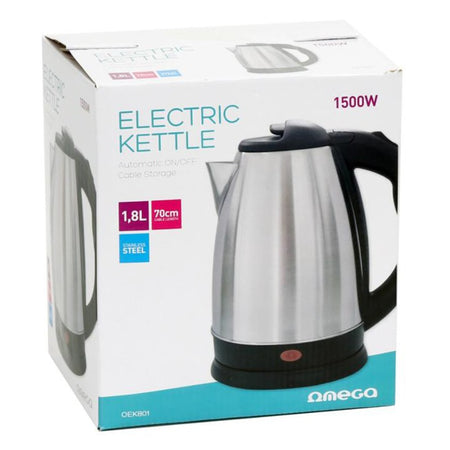 Fierbător electric din oțel inoxidabil de 1,8 l și 1500 W Omega OEK801
