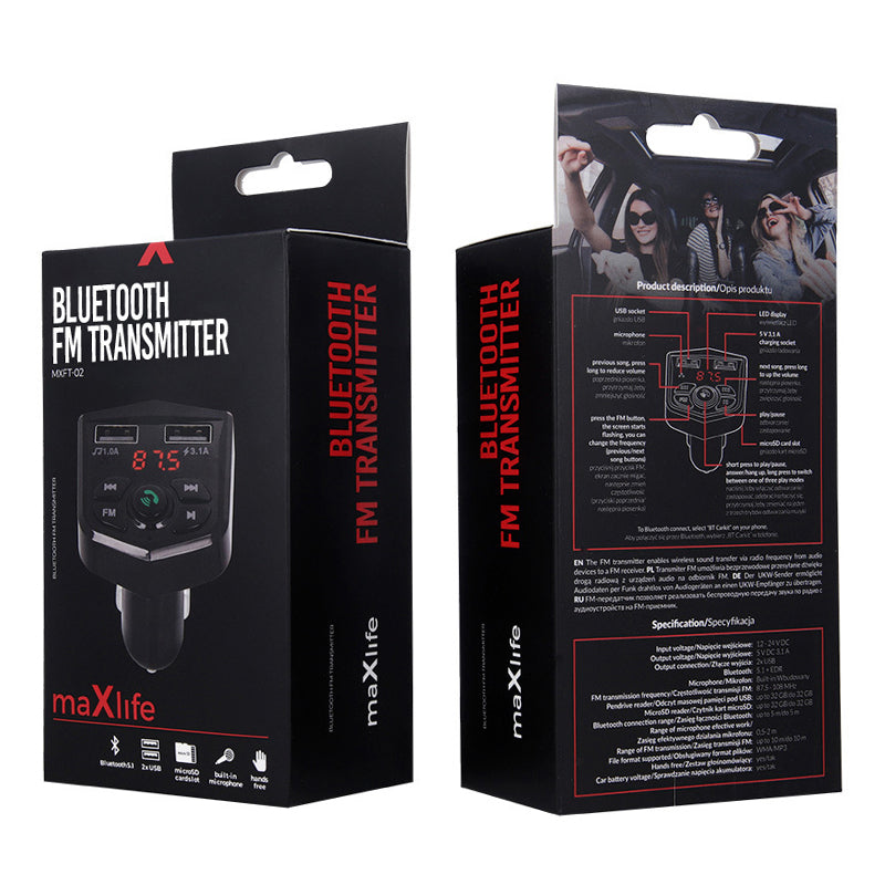 Modulator FM cu Bluetooth, 2 USB, microSD, Maxlife OEM001792