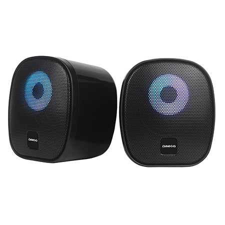 Set boxe stereo 2.0 de 6 W RMS cu iluminare RGB și alimentare USB Omega OGG115