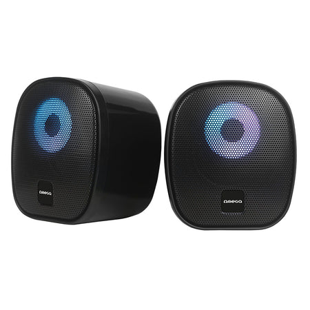 Set boxe stereo 2.0 de 6 W RMS cu iluminare RGB și alimentare USB Omega OGG115