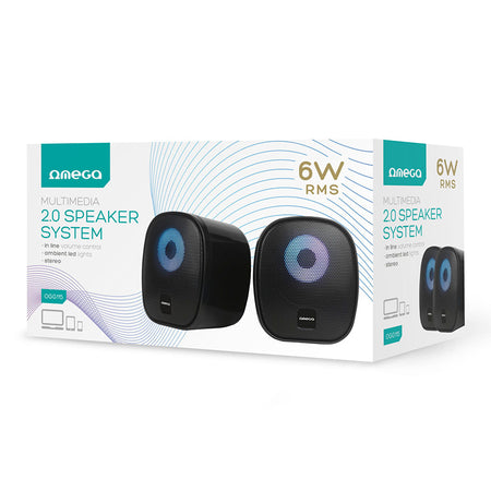 Set boxe stereo 2.0 de 6 W RMS cu iluminare RGB și alimentare USB Omega OGG115