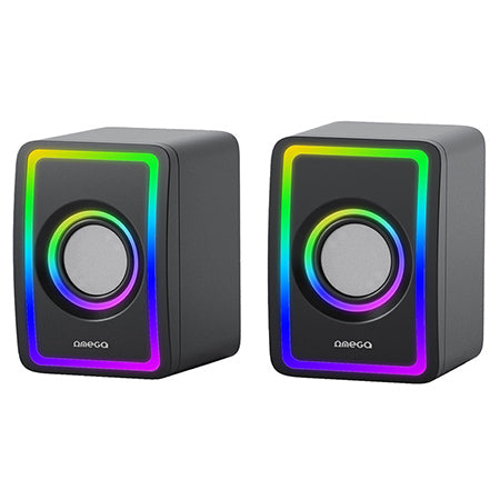 Sistem boxe stereo 2.0 cu iluminare RGB și putere 6 W RMS Omega OGG155