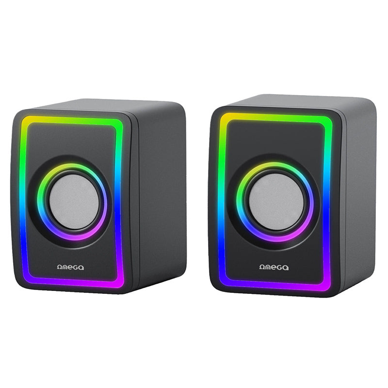 Sistem boxe stereo 2.0 cu iluminare RGB și putere 6 W RMS Omega OGG155