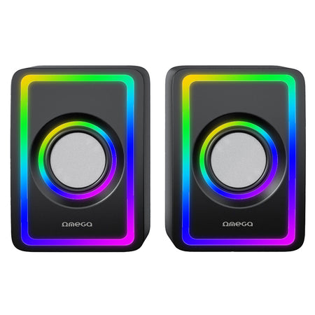 Sistem boxe stereo 2.0 cu iluminare RGB și putere 6 W RMS Omega OGG155