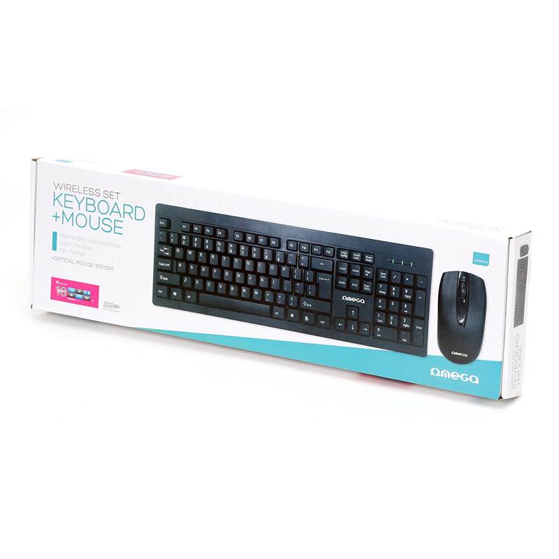 Kit tastatură și mouse wireless cu tastatură 104 taste și mouse 1000 DPI Omega OKM081WB