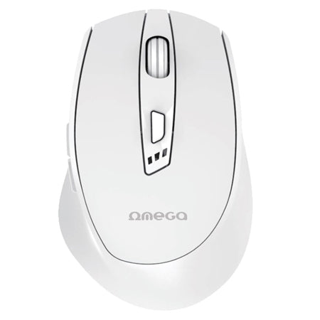 Mouse wireless reîncărcabil alb cu USB-C și senzor optic de 2400 DPI Omega OMC529RWW