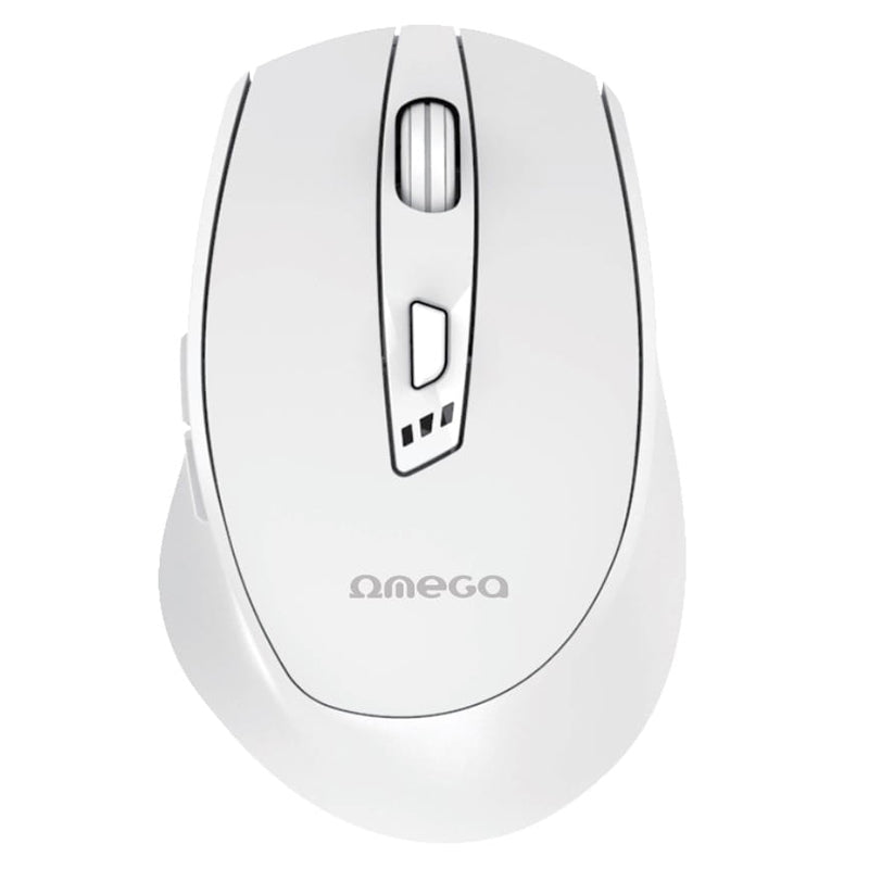 Mouse wireless reîncărcabil alb cu USB-C și senzor optic de 2400 DPI Omega OMC529RWW