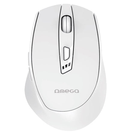 Mouse wireless reîncărcabil alb cu USB-C și senzor optic de 2400 DPI Omega OMC529RWW