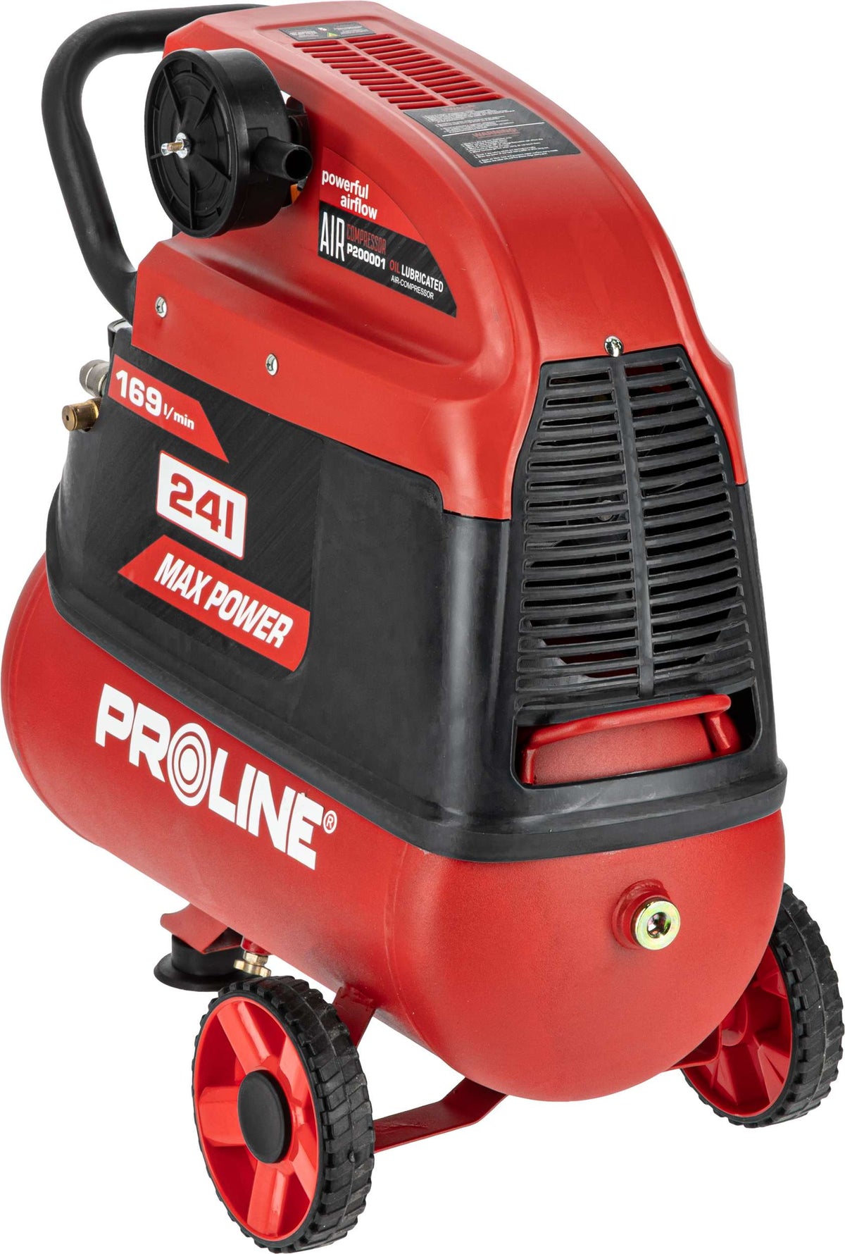 Compresor aer cu ulei 1500 W, 8 bar, 169 l/min, rezervor 24L PROLINE P200001