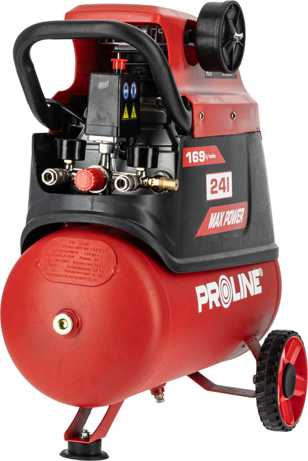 Compresor aer cu ulei 1500 W, 8 bar, 169 l/min, rezervor 24L PROLINE P200001