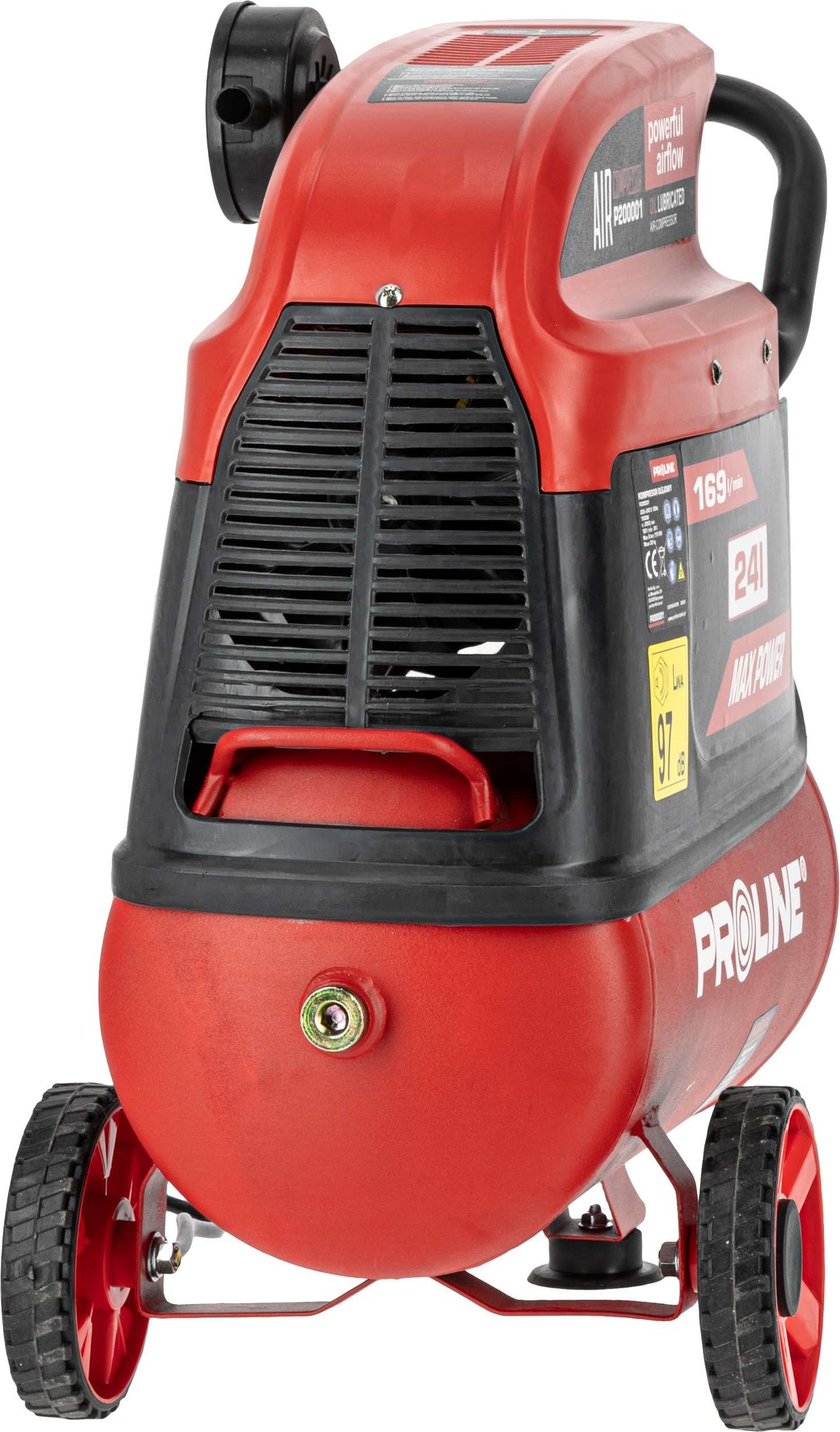 Compresor aer cu ulei 1500 W, 8 bar, 169 l/min, rezervor 24L PROLINE P200001