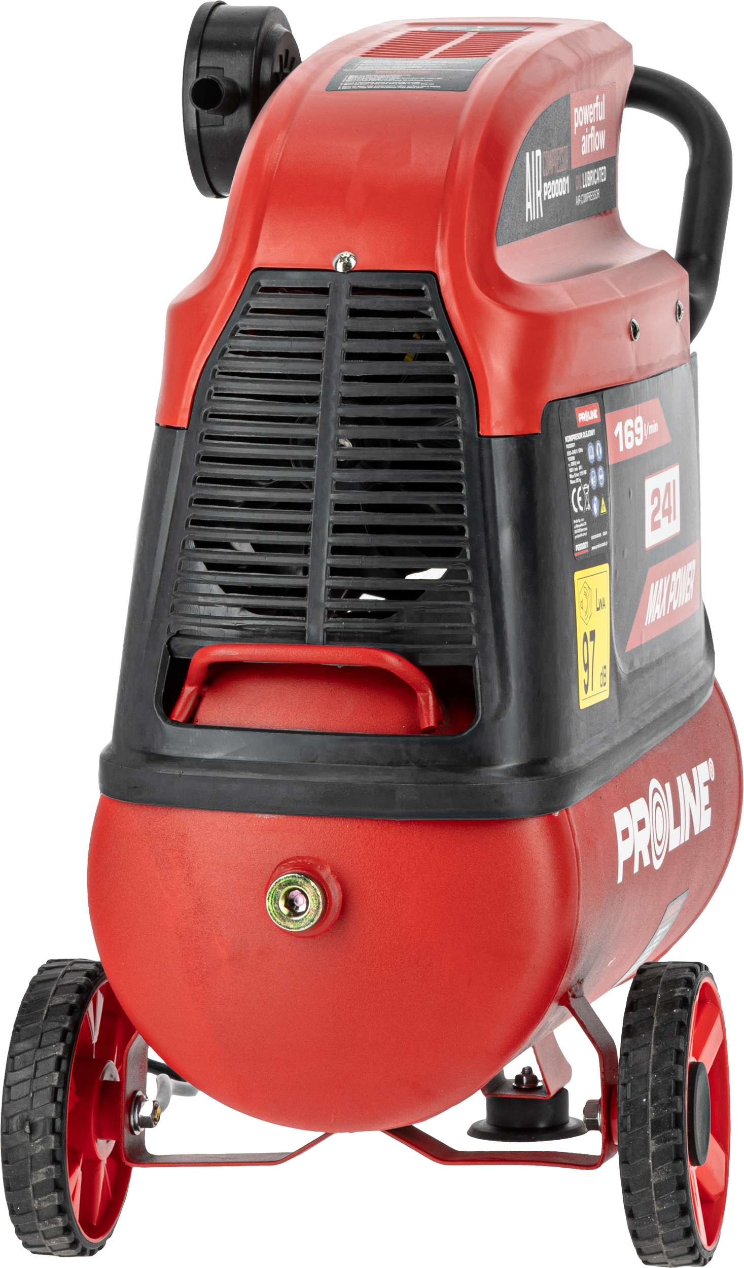 Compresor aer cu ulei 1500 W, 8 bar, 169 l/min, rezervor 24L PROLINE P200001