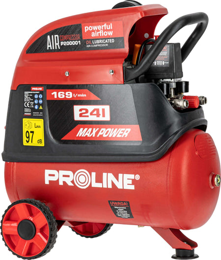 Compresor aer cu ulei 1500 W, 8 bar, 169 l/min, rezervor 24L PROLINE P200001