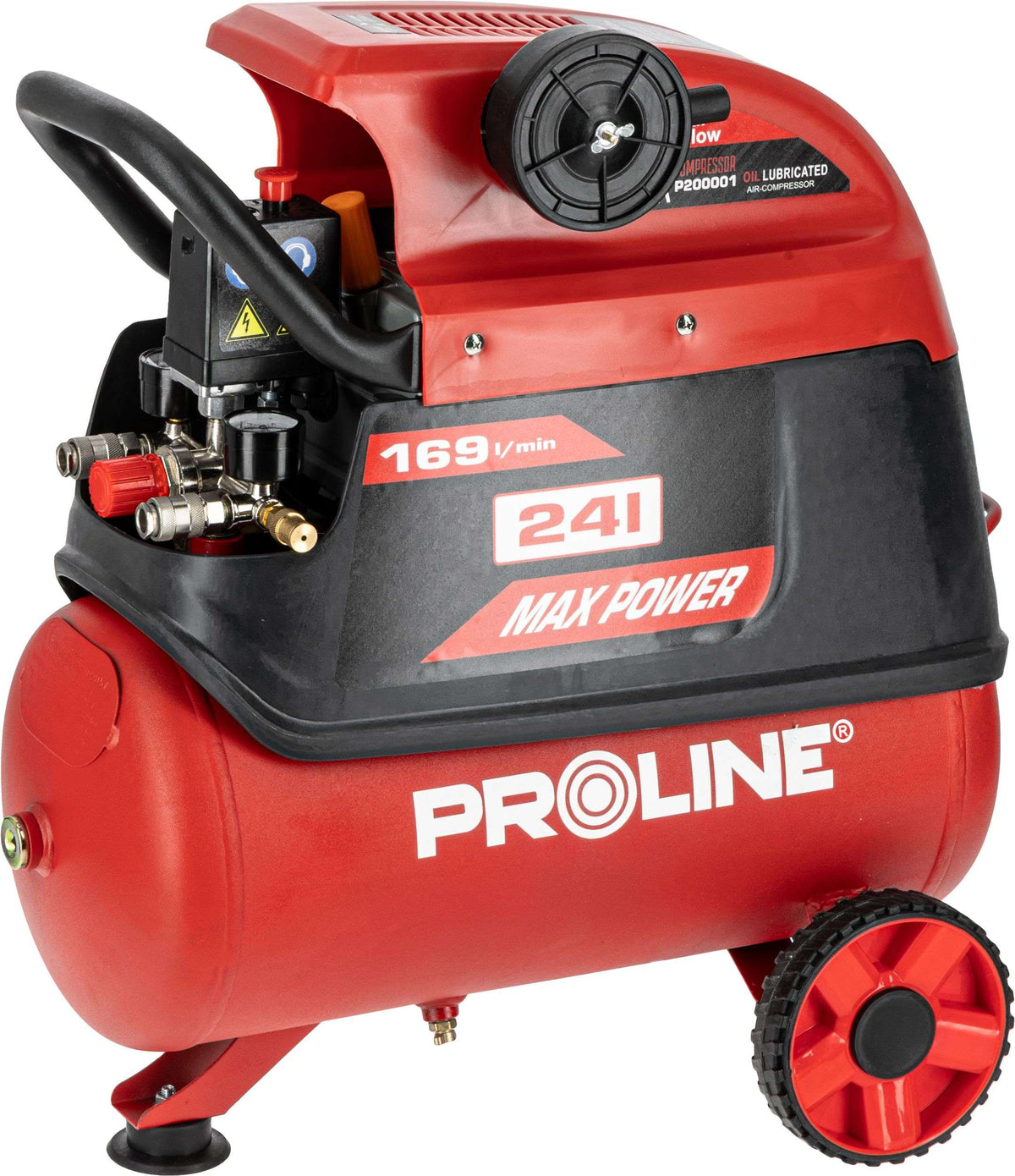 Compresor aer cu ulei 1500 W, 8 bar, 169 l/min, rezervor 24L PROLINE P200001