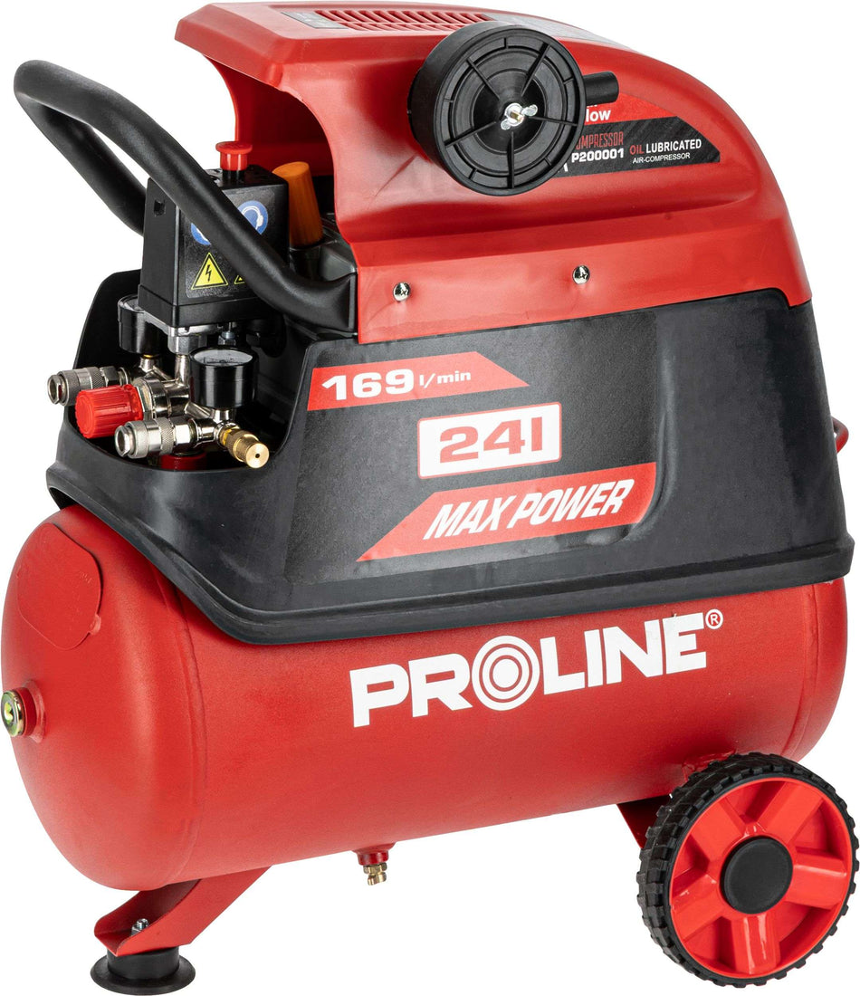 Compresor aer cu ulei 1500 W, 8 bar, 169 l/min, rezervor 24L PROLINE P200001