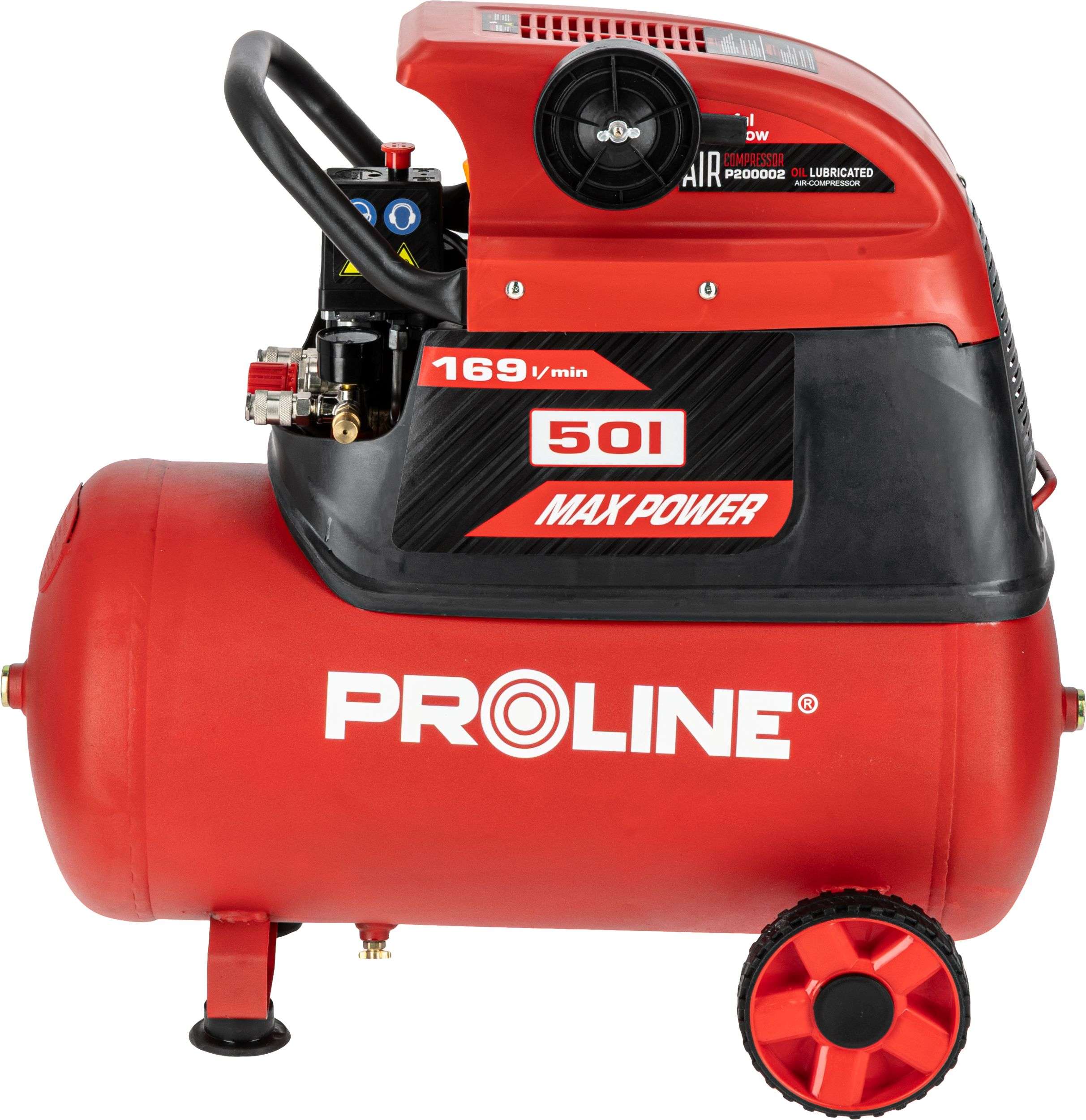Compresor aer cu ulei, 50 L, 1500 W, 8 bar, 169 L/min, mobil PROLINE P200002